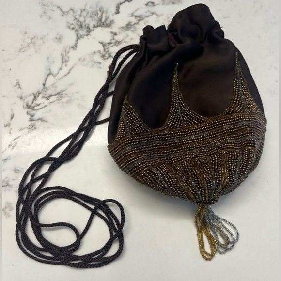 Vintage Walborg 1970’s beaded satin evening bag in the Art Deco Style